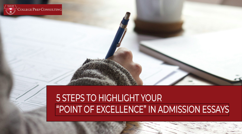 Student writing essay to show point of excellence in admission essays